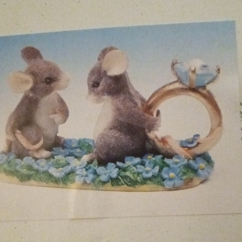 Charming Mouse Figurine with Blue and Gold Accents